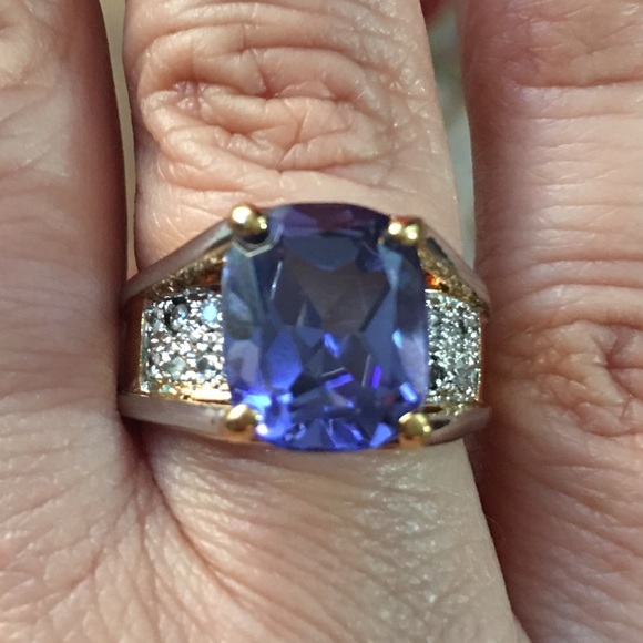 Lab sapphire doublet gold vermeil ring - Picture 4 of 15